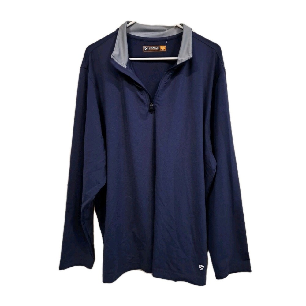 Cremieux Performance 38 Mens Zip Pullover Long Sleeve Shirt Jacket 2XL Dark Blue
